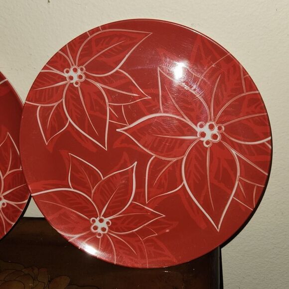 Mulberry Poinsettia Melamine 10.5" Dinner Plate Set of 4 - Picture 3 of 6